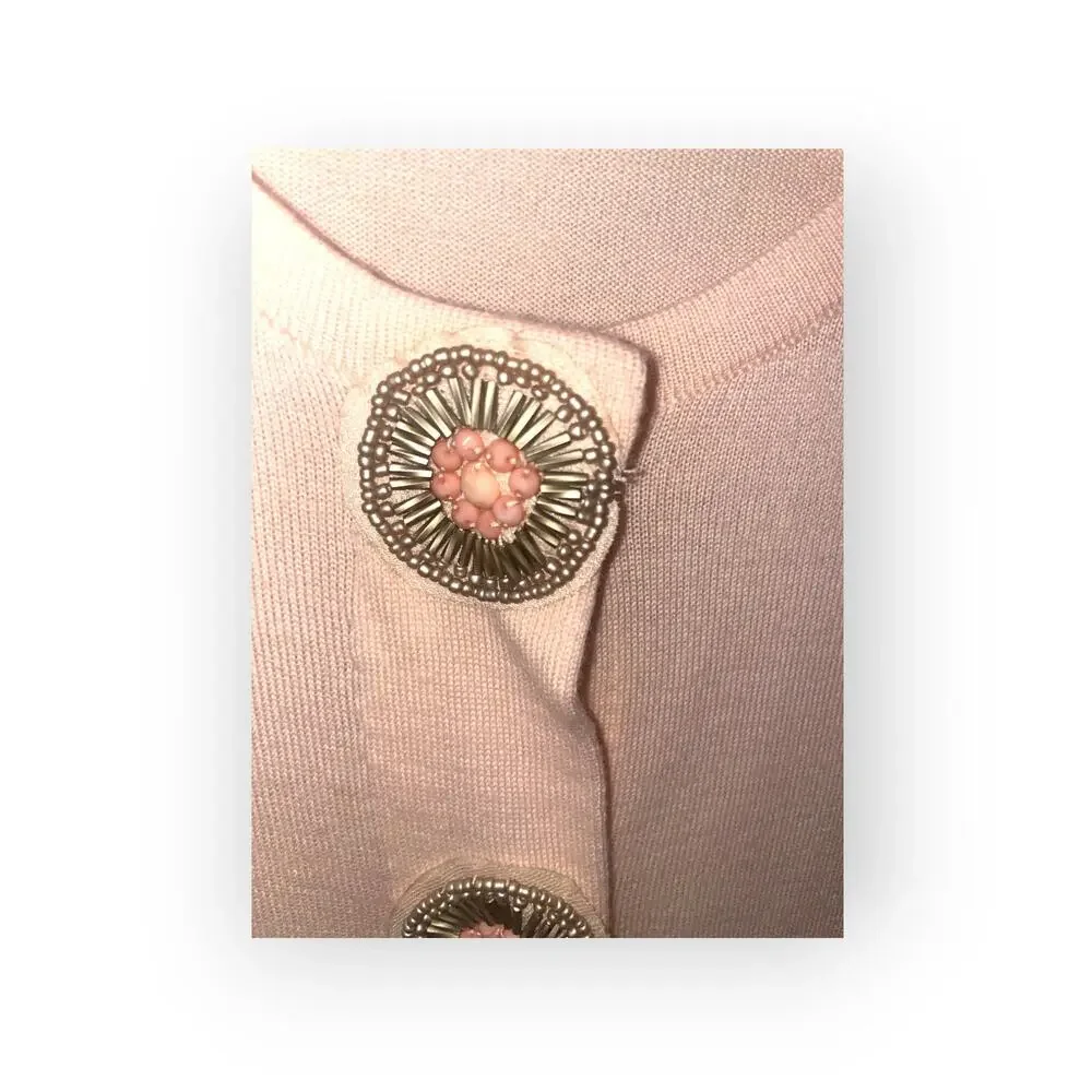 Boden Lightweight Sweater | Womens Sz 4 | Peach | Embellished Buttons | EUC - Picture 2 of 4